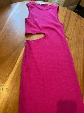 Zara Hot Pink Cutout Midi Dress